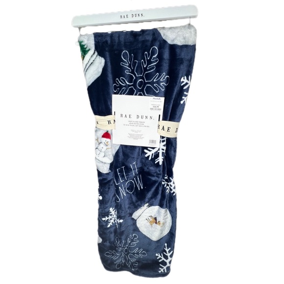 NEW Rae Dunn Christmas 'Let it Snow' Soft Plush Throw Blanket